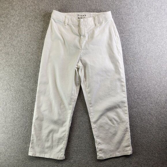 Frank & Eileen Pants - Frank Eileen Pants Womens 2 White Kinsale Cropped Ankle Linen Blend Stretch